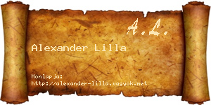 Alexander Lilla névjegykártya